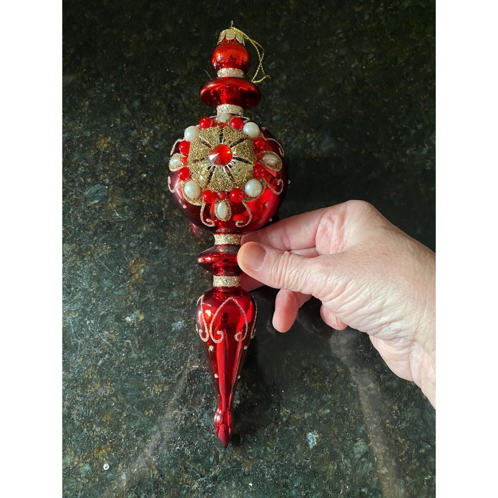 National Tree Company 12" Red and Gold Tree Topper, NWOT